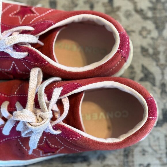 Converse Sneakers Kids Size 5 Red Pink Suede One Star Ox GS 'Enamel Red' 261791C - Picture 9 of 10